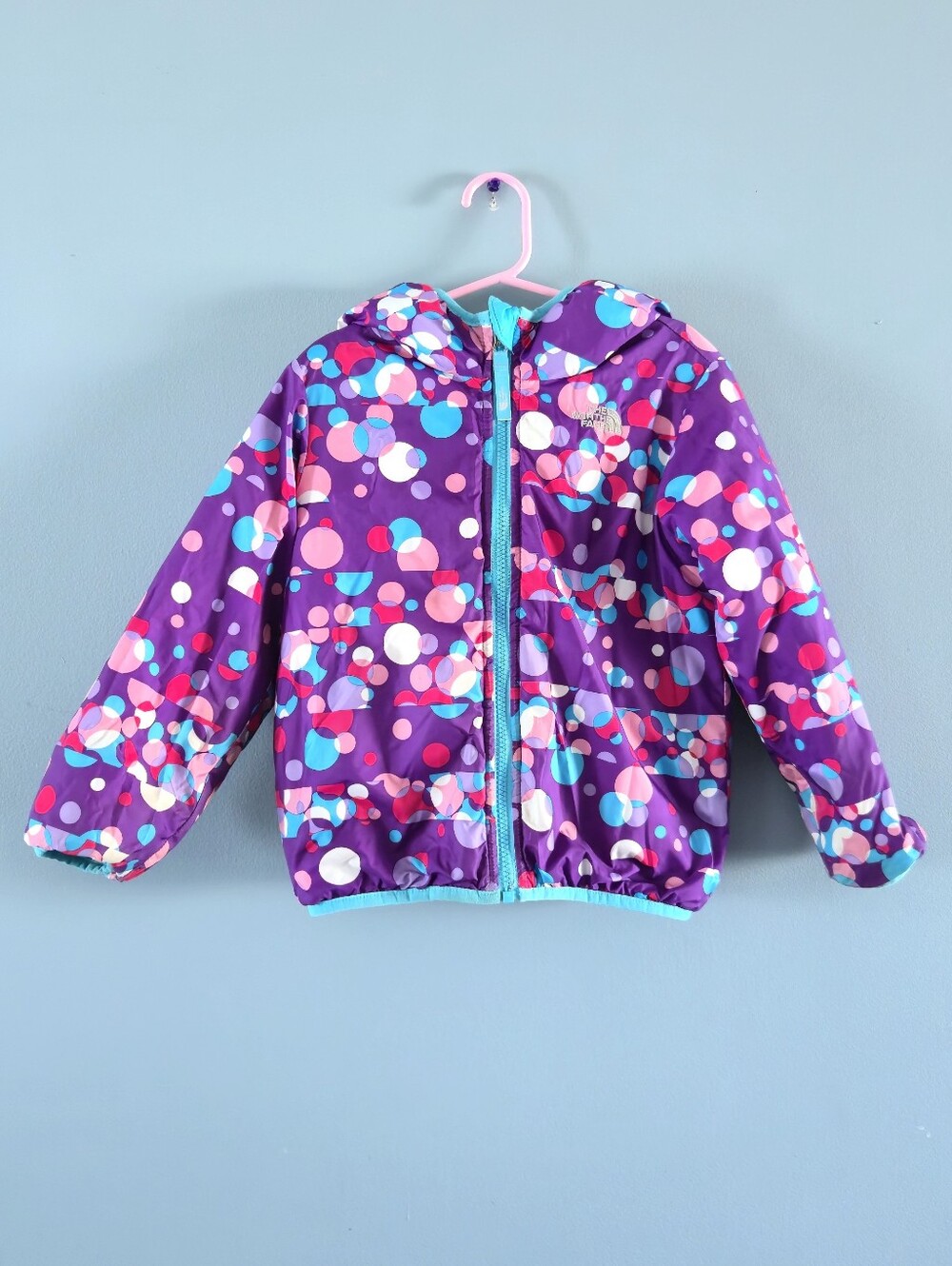 The North Face Reversible Purple Polka Dot Hooded Winter Jacket 5T